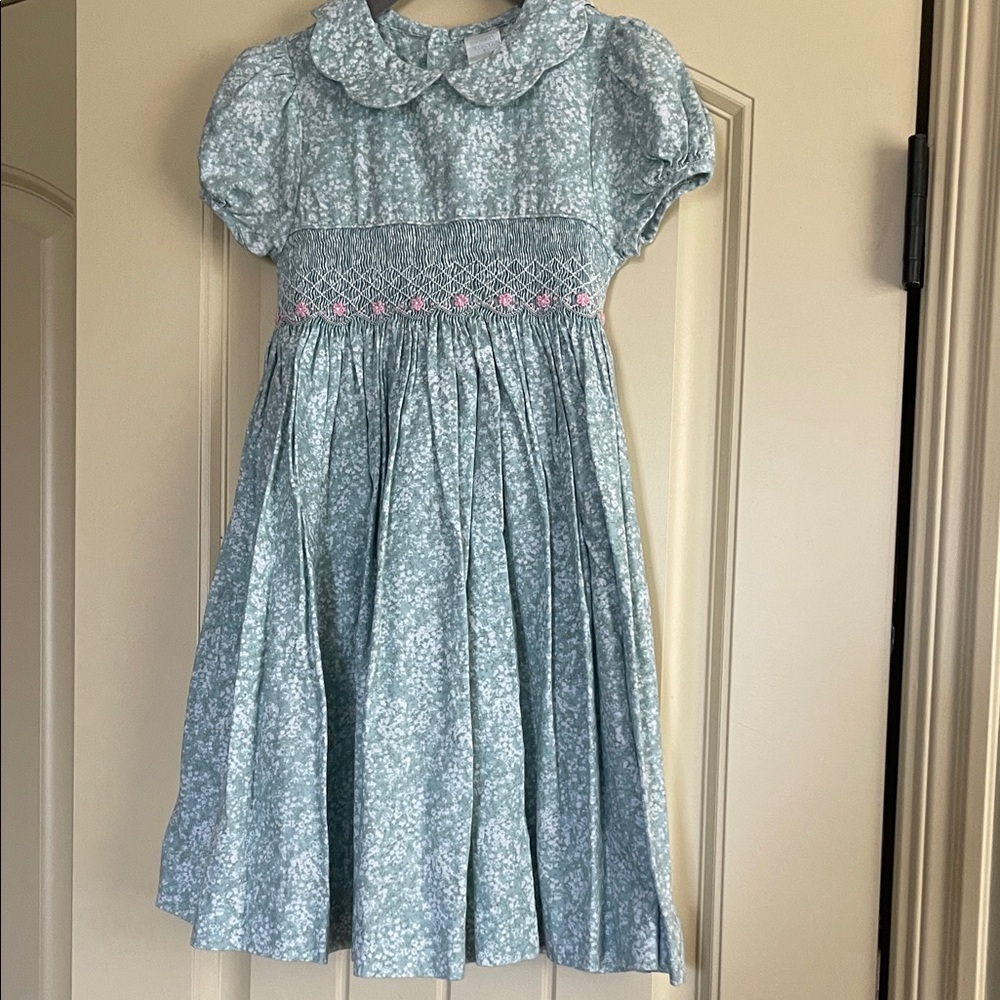 Edgehill Collection Sage Green Floral Dress with Pink Details